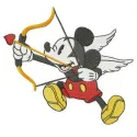 Mickey Cupid embroidery design featuring Mickey Mouse with a heart, perfect for festive stitching projects.