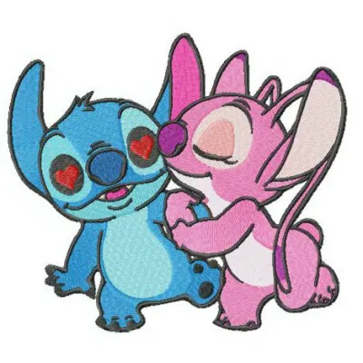 Preview of Experiments 624 and 626 embroidery design featuring Lilo and Stitch characters for creative stitching projects.