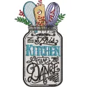 Preview of 'In This Kitchen We Dance' embroidery design featuring a whimsical kitchen theme.