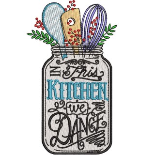 In this kitchen we dance embroidery design - Embroidery Design