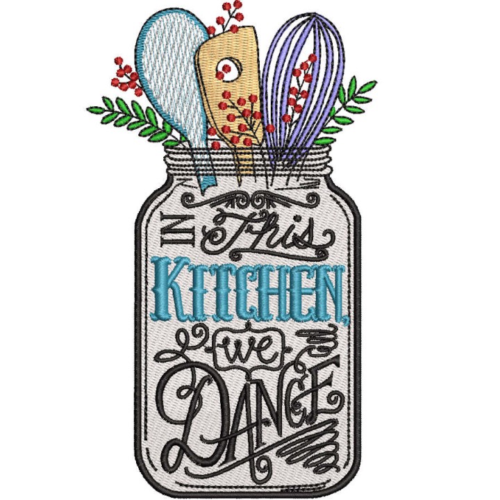In this kitchen we dance embroidery design - Embroidery Design