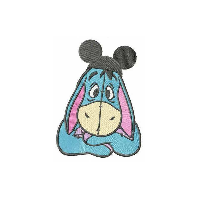 Mickey hat for Eeyore embroidery design showcasing a whimsical stitched motif for crafters and hobbyists.
