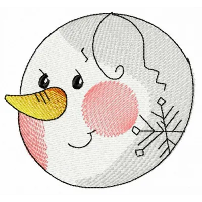 Snowman's head embroidery design showcasing a whimsical snowman motif for creative stitching projects.