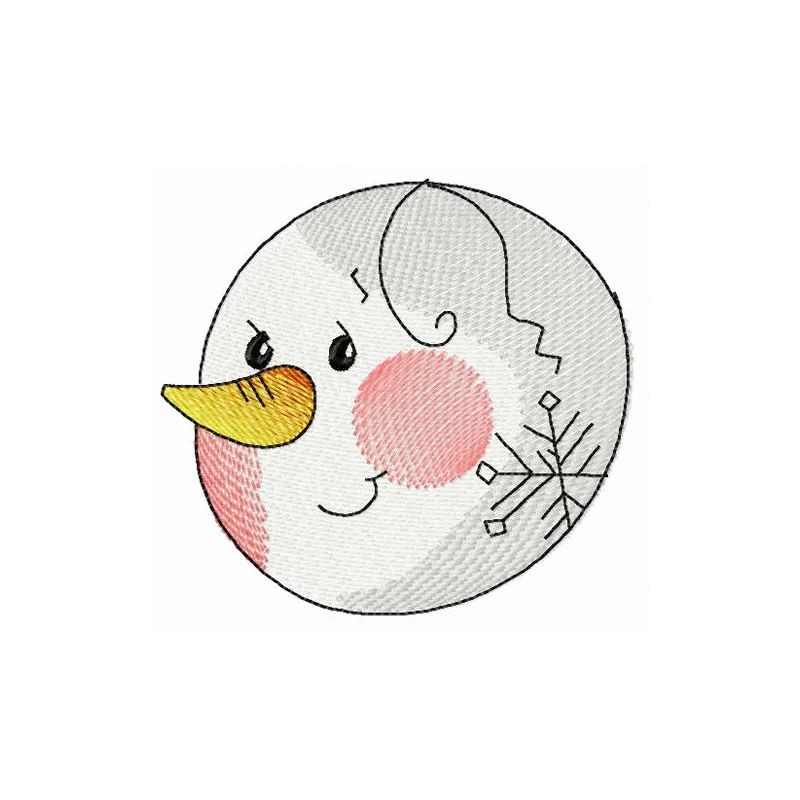 Snowman's head embroidery design showcasing a whimsical snowman motif for creative stitching projects.