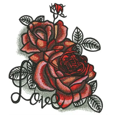 I love roses embroidery design featuring a beautiful floral motif, ideal for embellishing apparel or home decor.