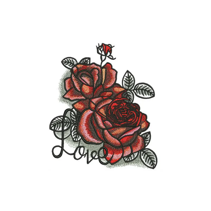 I love roses embroidery design featuring a beautiful floral motif, ideal for embellishing apparel or home decor.