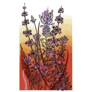 Field and sunset embroidery design - Embroidery Design