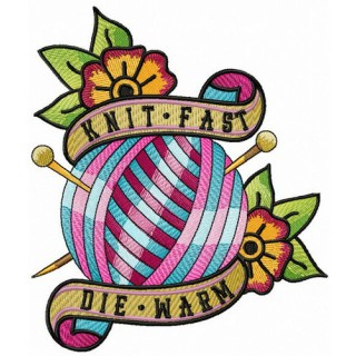Knit fast, die warm embroidery design - Embroidery Design