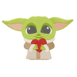 Yoda with Valentine card embroidery design - Embroidery Design