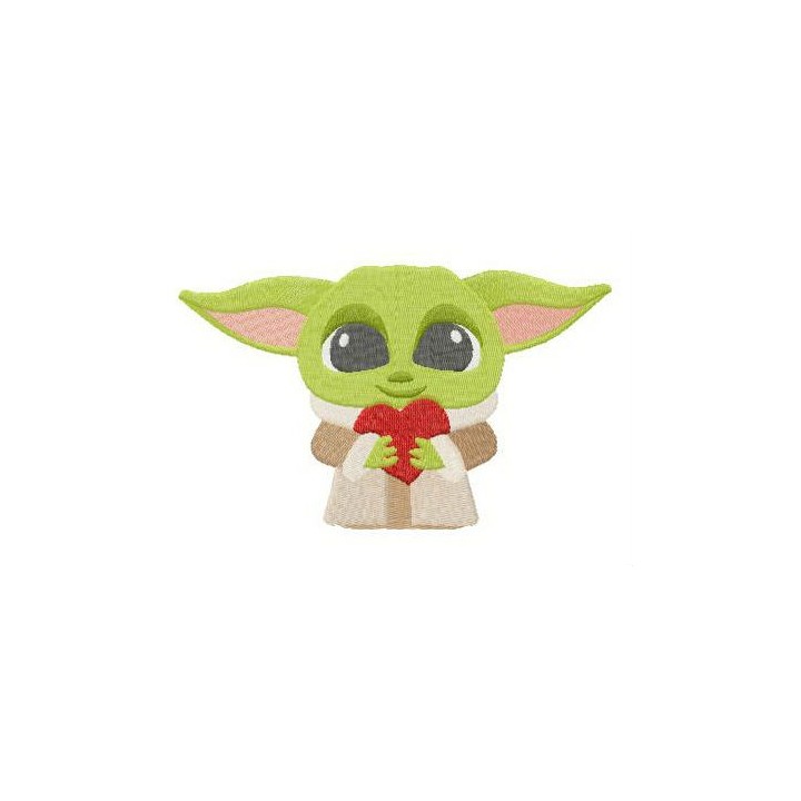 Yoda with Valentine card embroidery design - Embroidery Design