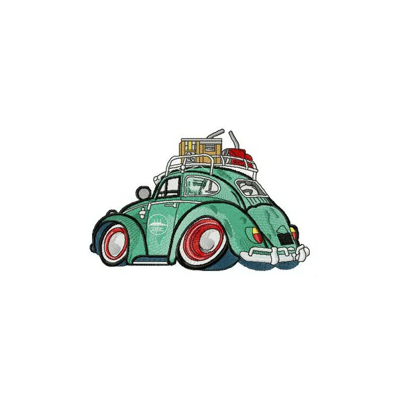 Travelers embroidery design featuring various cars, ideal for adding charm to apparel and accessories.