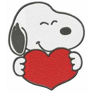Snoopy with heart embroidery design - Embroidery Design