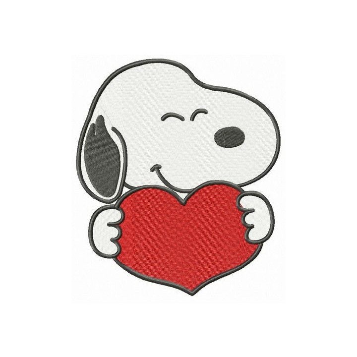 Snoopy with heart embroidery design - Embroidery Design
