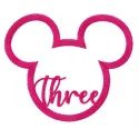 Three adorable Mickey Mouse embroidery designs featuring playful motifs for various stitching projects.