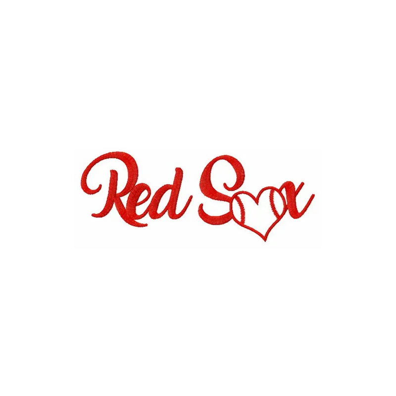 Heart Red Sox embroidery design featuring a stitched motif perfect for baseball-themed apparel and accessories.