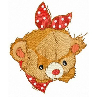 Teddy bear in polka dot bib embroidery design - Embroidery Design