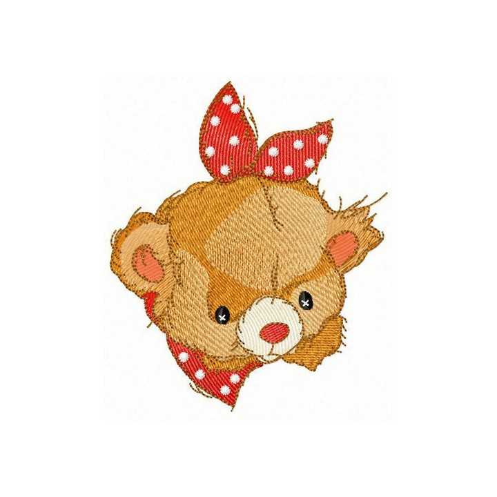 Teddy bear in polka dot bib embroidery design - Embroidery Design