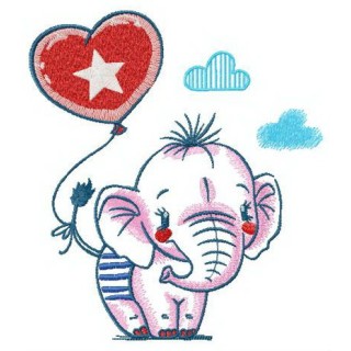 Baby elephant going for a walk embroidery design - Embroidery Design