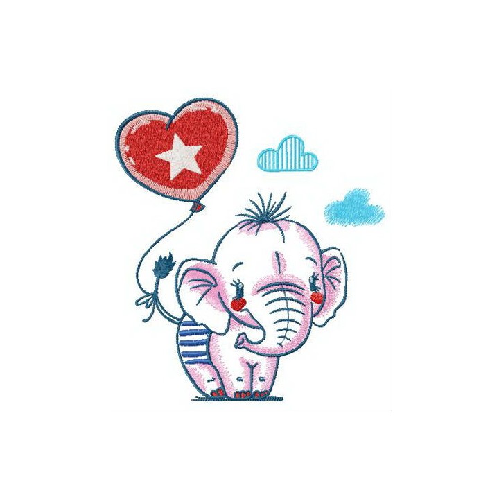 Baby elephant going for a walk embroidery design - Embroidery Design