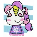 Happy unicorn teen embroidery design showcasing a whimsical unicorn motif, ideal for t-shirts and hoodies.