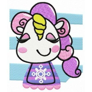Happy unicorn teen embroidery design - Embroidery Design