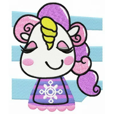 Happy unicorn teen embroidery design showcasing a whimsical unicorn motif, ideal for t-shirts and hoodies.