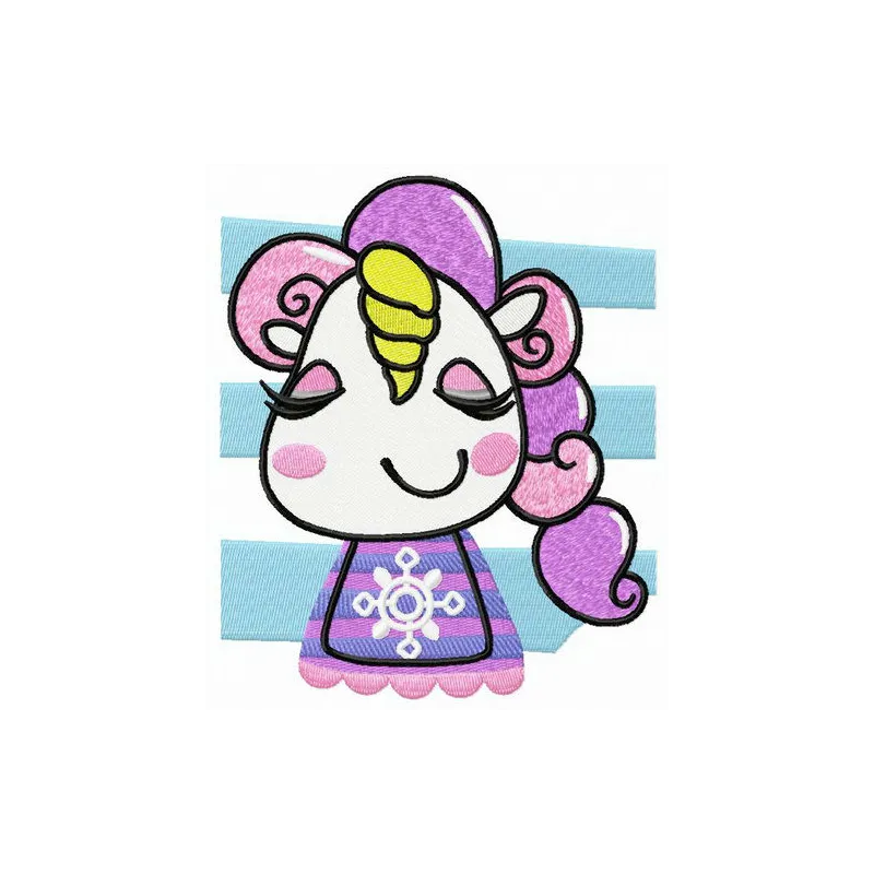 Happy unicorn teen embroidery design showcasing a whimsical unicorn motif, ideal for t-shirts and hoodies.