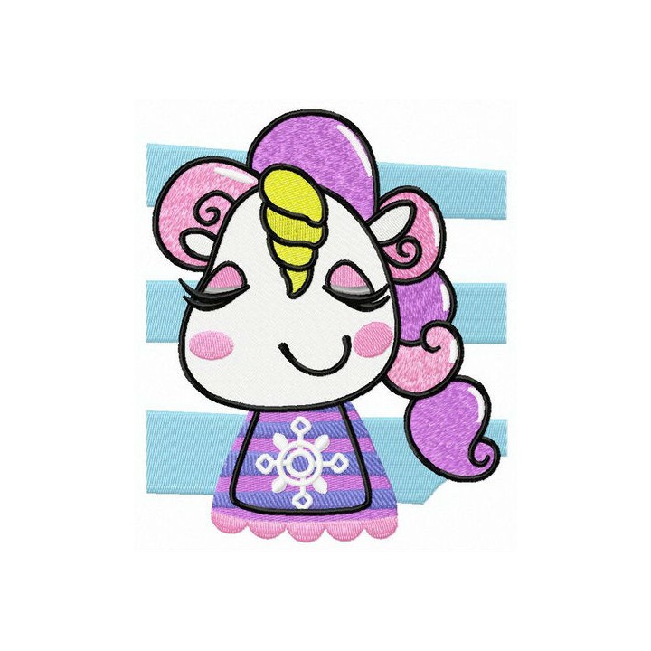 Happy unicorn teen embroidery design - Embroidery Design