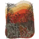 Sunset embroidery design showcasing vibrant autumn colors, perfect for stitching on hoodies or tote bags.