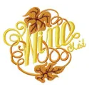 Wine list embroidery design featuring elegant lettering, perfect for embellishing kitchen towels or bar decor.