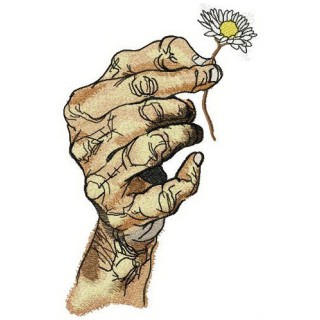 Hand with chamomile embroidery design - Embroidery Design