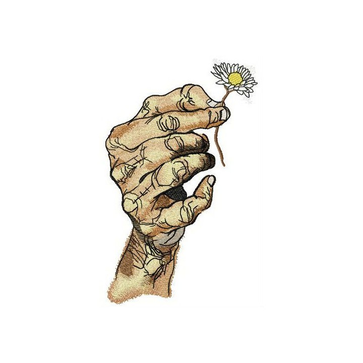 Hand with chamomile embroidery design - Embroidery Design