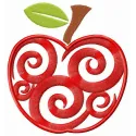 Spiral apple embroidery design preview showcasing a vibrant fruit motif for creative stitching projects.