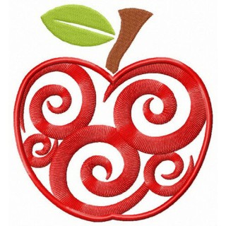 Spiral apple embroidery design - Embroidery Design