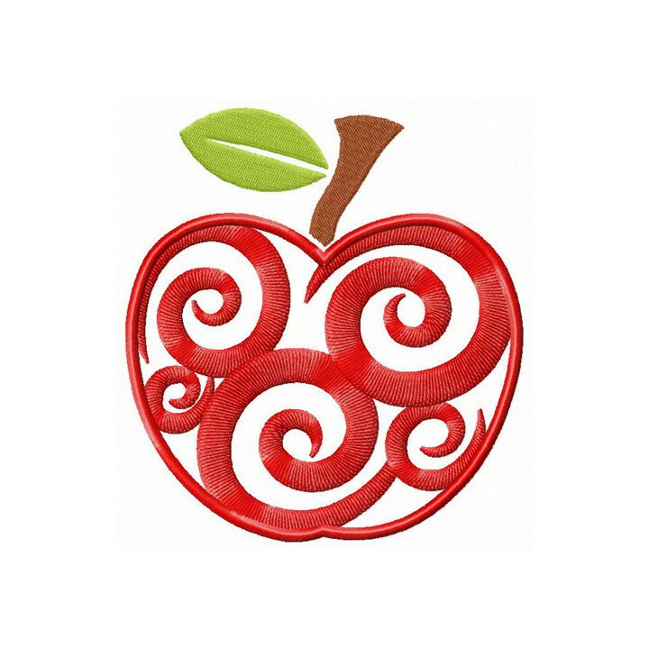 Spiral apple embroidery design - Embroidery Design
