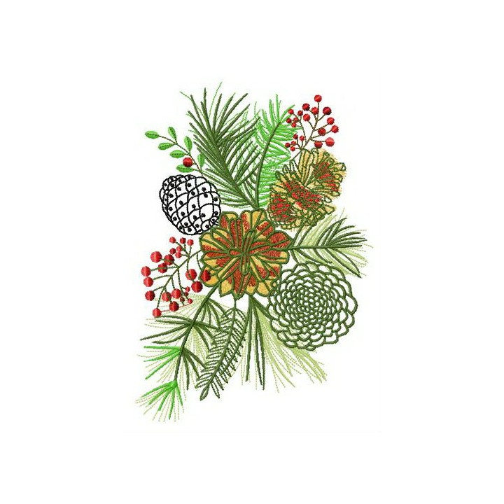 Coniferous bouquet embroidery design - Embroidery Design