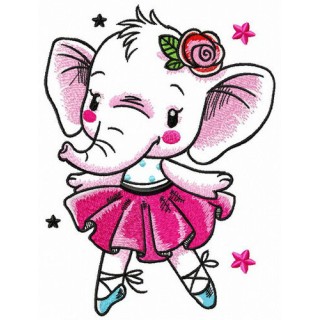 White elephant dances embroidery design - Embroidery Design