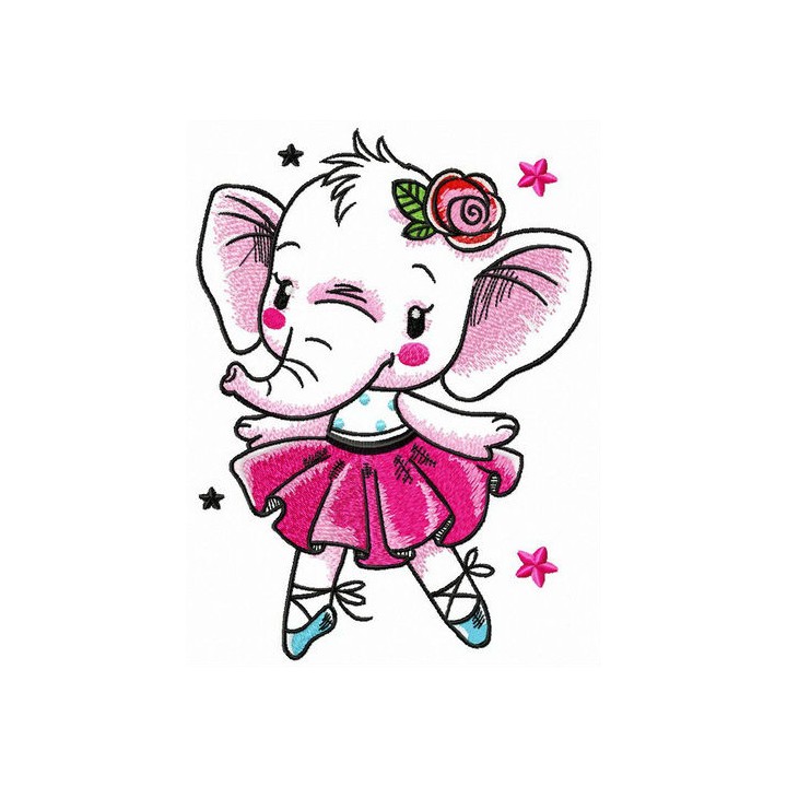 White elephant dances embroidery design - Embroidery Design