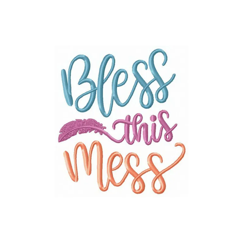 Preview of 'Bless This Mess' embroidery design featuring romantic love quotes, perfect for creative stitching projects.