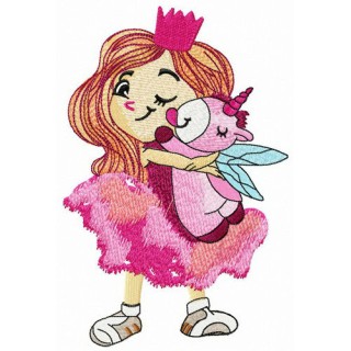 Unicorn licking cheek embroidery design - Embroidery Design