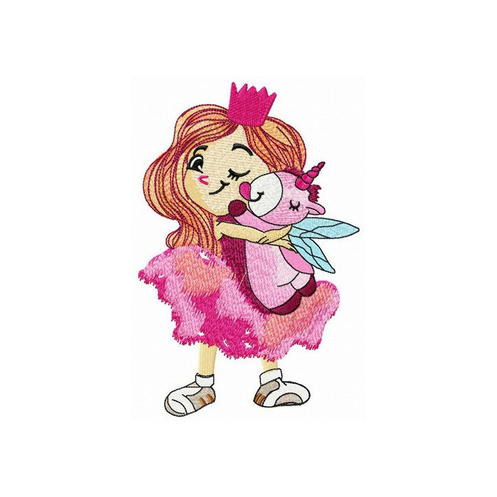 Unicorn licking cheek embroidery design - Embroidery Design