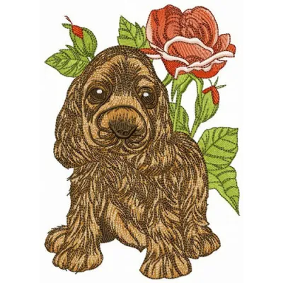 Cocker Spaniel puppy embroidery design showcasing a cute, stitched motif perfect for dog lovers.