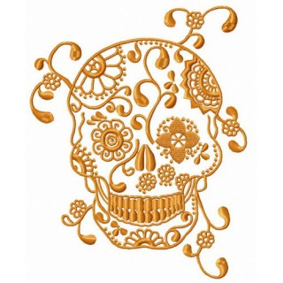 Skull with spring pattern embroidery design - Embroidery Design