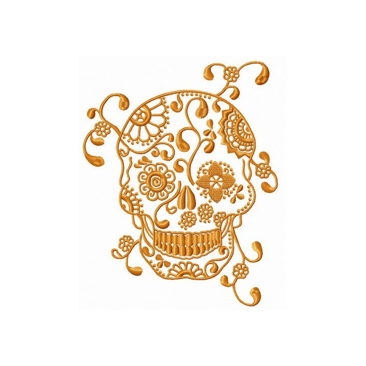 Skull with spring pattern embroidery design - Embroidery Design