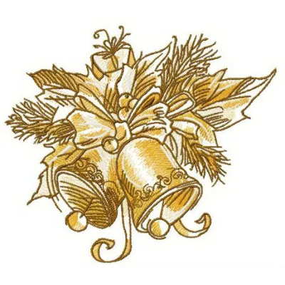Preview of Xmas bells embroidery design showcasing festive bells and ribbons for Christmas projects.