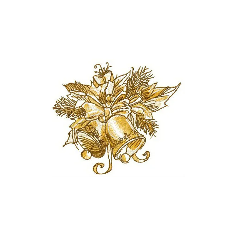 Preview of Xmas bells embroidery design showcasing festive bells and ribbons for Christmas projects.