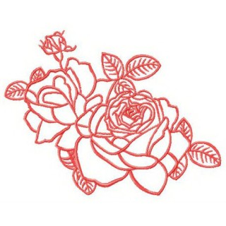 Two fresh roses embroidery design - Embroidery Design