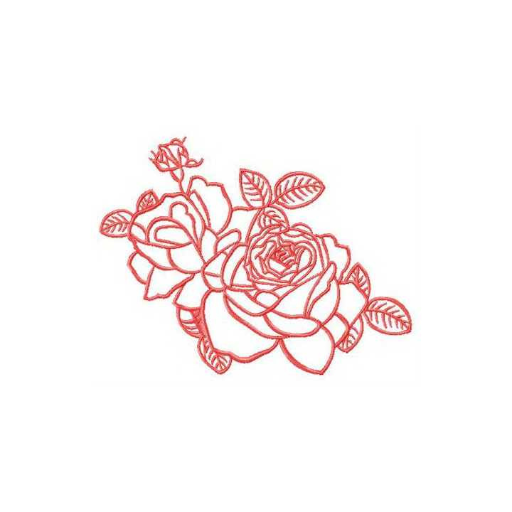 Two fresh roses embroidery design - Embroidery Design