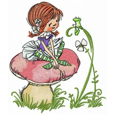 Preview of the Friendship with Frog embroidery design, featuring a whimsical frog motif ideal for girls and women.
