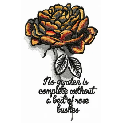 Preview of the 'No Garden is Complete Without Roses' embroidery design featuring intricate floral motifs.